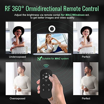 Angetube Streaming Webcam with Microphone, USB 1080P Web Cam w/Ring Light | Remote Control, 1080P@60FPS, 5X Digital Zoom, Built in Privacy Cover, HD Computer Web Camera for Desktop, PC, Laptop, Mac