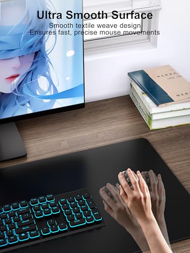 TopMade Mouse Pad with 15W Fast Wireless Charging, 31.5"x15.75" XXL Large Gaming Waterproof Desk Pad with Ultra-Smooth Surface, Non-Slip Base, Computer Desk Mat for MacBook, PC, Laptop, Black - color: Black Left