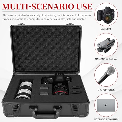 Protective Hard Case Shockproof Water-resistant with Customized DIY Foam Insert fit for Camera, Laptops, etc, 17 X 12 X 5-Inch - size: Inner：16.4''X 11.2 X 4.5''