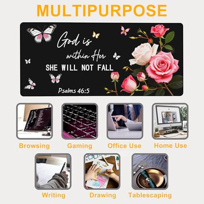 Large Gaming Mouse Pad God is Within Her Extended Computer Keyboard Mousepad with Non-Slip Rubber Base Stitched Edge Waterproof Big Long Laptop Pad for Gamer Office Home 35.4"X 15.7" - color: Mysterious Gate to the Universe