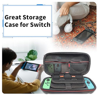 Kuprusar Switch Case, Portable Oled Switch Travel Game Bag with Hard Shell Protection, Red Zipper - color: Red