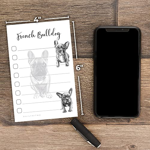 French Bulldog Puppies Sticky to Do List Notepad - Dog Sticky Notes Stationary School Office Supplies for Frenchie Mom | French Bulldog Gifts for Frenchie Lovers | 4" x 6" 50 Pages - size: Frenchie