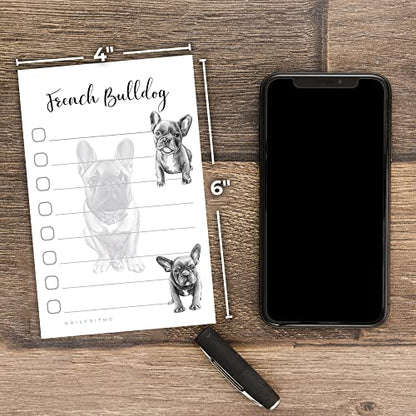 French Bulldog Puppies Sticky to Do List Notepad - Dog Sticky Notes Stationary School Office Supplies for Frenchie Mom | French Bulldog Gifts for Frenchie Lovers | 4" x 6" 50 Pages - size: Frenchie