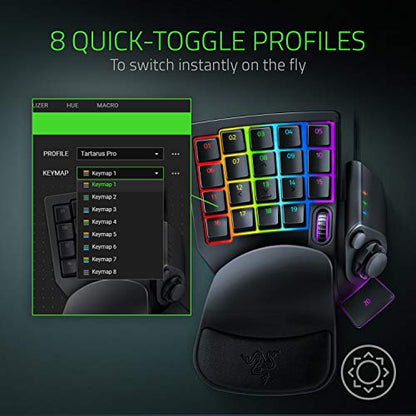 Razer Tartarus Pro Gaming Keypad: Analog-Optical Key Switches - Rapid Trigger - Adjustable Actuation - 32 Programmable Keys - Customizable Macros - Chroma RGB Lighting - Classic Black | Rapid Trigger, Adjustable Actuation, 32 Programmable Keys, Customizab