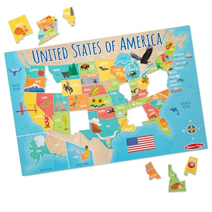 Melissa & Doug USA Map Jumbo Floor Puzzle 51-Piece Educational Toy | 51 Jumbo Pieces, 3x2 Feet, USA Map Scene With State Capitals, Educational Floor Puzzle Play, Learning Toys for Kids, Ages 6+