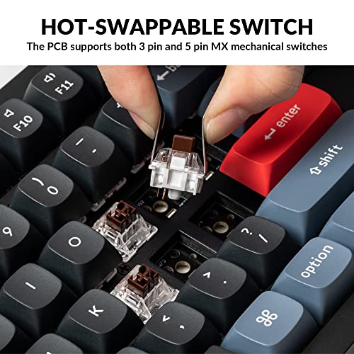 Keychron V6 Wired Custom Mechanical Keyboard Knob Version, Full-size QMK/VIA Programmable Macro with Hot-swappable Keychron K Pro Brown Switch Compatible with Mac Windows Linux Black (Non-Transparent) | QMK/VIA Programmable with Hot-swappable Keychron Bro