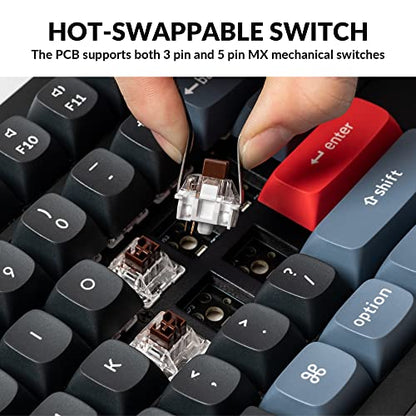 Keychron V6 Wired Custom Mechanical Keyboard Knob Version, Full-size QMK/VIA Programmable Macro with Hot-swappable Keychron K Pro Brown Switch Compatible with Mac Windows Linux Black (Non-Transparent) | QMK/VIA Programmable with Hot-swappable Keychron Bro