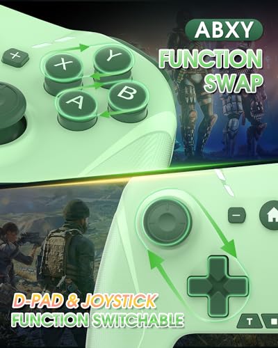 Switch Controller for Nintendo Switch/OLED,Hall Effect One-Piece Joypad with Turbo/4 Looping Macro Buttons/Wake Up/9 colors RGB,Includes 4 game card slots wireless handheld controller (Green) - color: Green