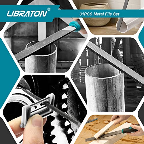 LIBRATON 31PCS Metal File Set, Metal Files, 12 Needle Files | For Metal, Steel, Wood, Metalworking, Woodworking, Hobby & Crafts, with Riffler File, 12 Sandpapers, Steel Brush, Carry Case - style: Metal File-31PCS