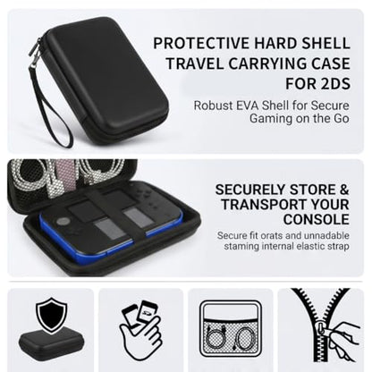 ASHATA Game Card Case for 2DS Console, Hard Shell Carrying Case Pouch with 8 Game Card Holders (Black) - color: Black