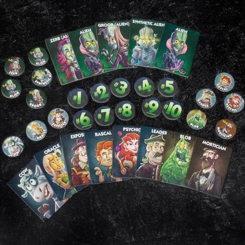 Bezier Games One Night Ultimate Alien, Fun Party Game for Large Groups, Fast-Paced Gameplay, Engaging Social Deduction, Hidden Roles & Bluffing, Great Game for Kids & Families - style: Alien