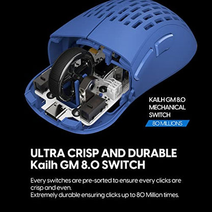 Pulsar Gaming Gears - Xlite V2 Wireless Gaming Mouse, Ultra Lightweight, 2.1 oz (59 g), Ergonomic 2.4 Ghz 1 ms 20000 DPI Optical Sensor PAW3370 Domestic Genuine Product (Medium, Wireless, Blue) - color: Blue, size: Medium, style: Xlite V2