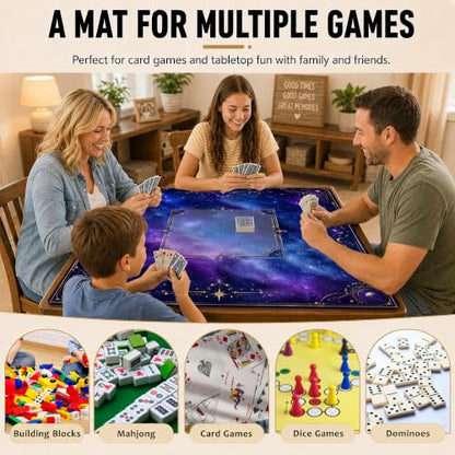 Purple Galaxy Mahjong Mat for Table 31.5 x 31.5 Non Slip Noise Mah Jongg Mats for Dominoes Poker Card Board and Tile Games Gifts - color: Purple Galaxy