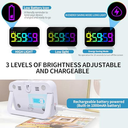 Digital Timer for Classroom, Pomodoro & Kitchen, Rechargeable Magnetic Countdown Timer with Large LED Display, Loud Alarm, 3 Volume Levels, Vibration Mode & 3 Brightness Settings - style: Regular Version