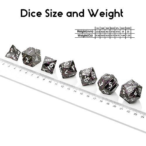 Stripe Metal DND Dice,DNDND Metallic Stripes Dice with Gift Metal Box for Dungeons and Dragons D&D (Purple Stripes) - color: Stripe Purple