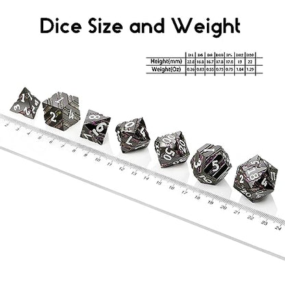 Stripe Metal DND Dice,DNDND Metallic Stripes Dice with Gift Metal Box for Dungeons and Dragons D&D (Purple Stripes) - color: Stripe Purple