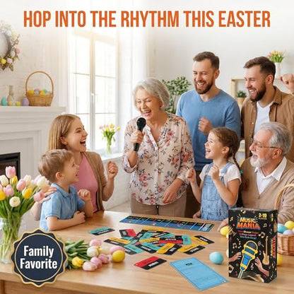 Grab Microphone Music Board Game, Drop the Karaoke Mic Party Games for Adults, Family, 2-10 Players - Hilarious Singing Trivia with 280 Song Lyrics (140 Cards) and 10 Blank Cards for Game Night, Gift