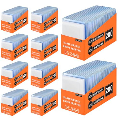 2000 Card Sleeves, Clear Hard Sleeves for Cards, 3"X4" Baseball Card Sleeves, Hard Plastic Card Protectors for Trading Sports Football Game Cards (1000 Hard Sleeves+1000 Penny Sleeves) - size: 1000 pcs + 1000 pcs Clear