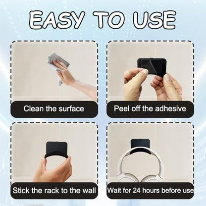 12 PCS Headphone Wall Hangers with Nano Tape, Adhesive Gaming Headphone Stand Headset Holder Hook Wall Desk Closet Door Mount for Most Headphone Controller Hat Baseball Caps (Black)