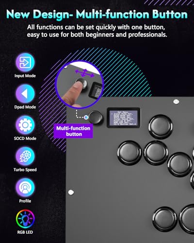 GuileKeys Leverless Controller Arcade Stick GK-16, All-Button Arcade Controller with Multi-function Button for PS4/PS3/PC/Switch, Arcade Fight Stick with RGB/Turbo/Hot-Swap/Low Profile Switch Black - color: GK-16 Black