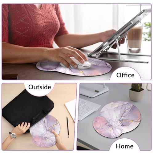 KONVINIT Ergonomic Mouse Pad with Wrist Rest, Purple Mousepad with Non-Slip Rubber Base and Smooth Surface, Small Mouse Pads for Desk, Office Desk Accessories - color: Marble