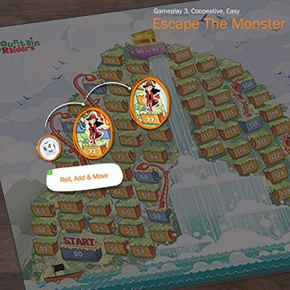 Addition Game - Fun Math Board Game for 7-9 Year Olds, Easy Start STEM Toy with Addition of 2 & 3 Digit Numbers (Moutain Raiders) - style: Moutain Raiders
