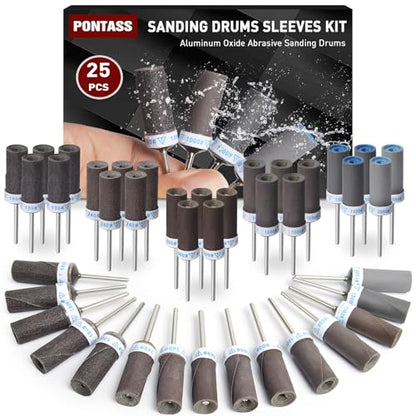 25Pcs Sanding Drums Sandpaper Sticks Set with 1/8"(3mm) Shank for Dremel Rotary Tool, 180/240/600/1000/1500/2000 Grits Different Meet More Needs for Metal Rust Removal/Jade Polishing/Stone Grinding - size: Mixed