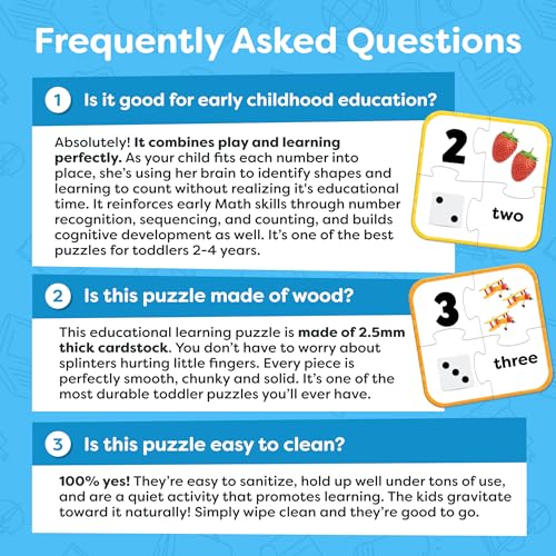 Number Puzzle Kindergarten Math Games - Number Puzzles for Kids Ages 3-5 - 20 Sets Matching Puzzle Toddler Learning Toys - Preschool Classroom Must Haves - Math Manipulatives Kindergarten - style: Counting Puzzle