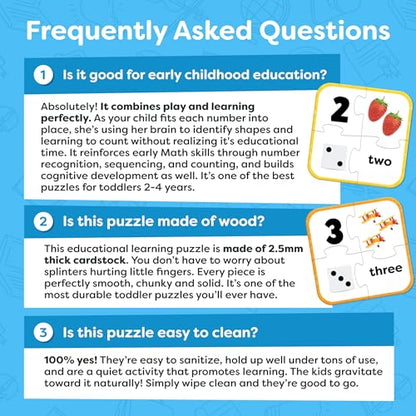Number Puzzle Kindergarten Math Games - Number Puzzles for Kids Ages 3-5 - 20 Sets Matching Puzzle Toddler Learning Toys - Preschool Classroom Must Haves - Math Manipulatives Kindergarten - style: Counting Puzzle