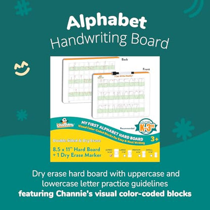 Channie’s Visual Dry Erase Alphabet or Numbers Hard Board - Handwriting for Pre-K, Kindergarten, Elementary School Students (My First Alphabet) Homeschool Learning Supplies & Summer Teaching Workbooks - style: My First Alphabet