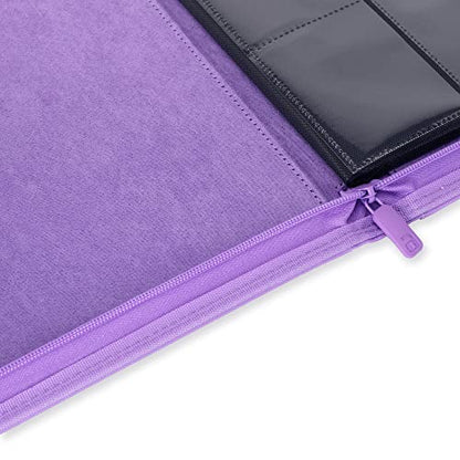 Vault X 4 Pocket Zip Trading Card Binder 160 Cards Exo-Tec (Purple) | Holds 160 standard-size TCG cards in 20 side-loading 4-pocket pages. Padded, water-resistant Exo-Tec cover. - color: Purple