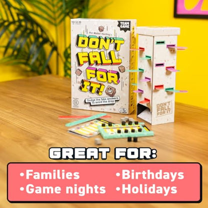 Don't Fall for It - The Hilarious Tower Trivia Game for Ages 10 and up. Fun and Easy Board Game for 2+ Players, Perfect for Families and Kids and Game Night. - style: Grey Version 'Original' (Same Content)