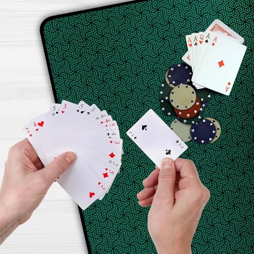 Board Game Mat 35"x35" Designed for 36 in Tables, Mahjong Mat with Carrying Bag, Neoprene Playmat, Table Cover for Board Games, Tile, Poker, RPG and Dominoes (Green) - color: Green