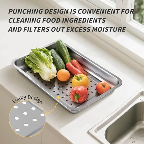 Grilling Prep and Serve Trays, Stainless Steel Large Capacity Food Prep Tray, Grill Carry System, Marinade Container with Lid and Cutting Board, BBQ Grill Accessories, Grilling Gifts for Men