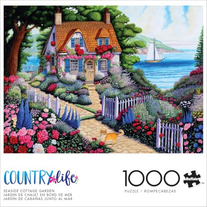 Buffalo Games Joseph Holodook, Seaside Cottage Garden, 1000 Piece Puzzle | Adult Jigsaw Puzzle 1000 Pieces, Poster Included, Precision-Cut Pieces with Snap Fit, Thicker Board, Made in USA