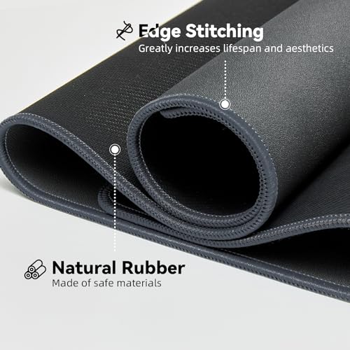 Reniteco Waterproof Large Office & Gaming Mouse Pad, 35.4" x 15.7" x 0.12" | Anti-Fray Stitched Edges, Premium Textured Surface, Non-Slip Rubber Base, Water and Stain Resistant Protection - color: Deep Gray, size: 35.4''x15.7''x0.12"
