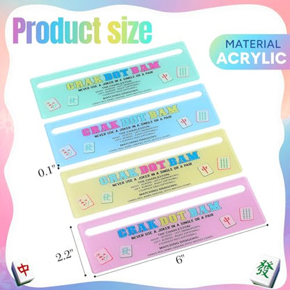 Mahjong Line Finder, 4 Pack Bright Mahjong Rules Helper Reader Beginner-Friendly Mahjong Accessories (Blue/Green/Pink/Yellow) - color: Blue/Green/Pink/Yellow