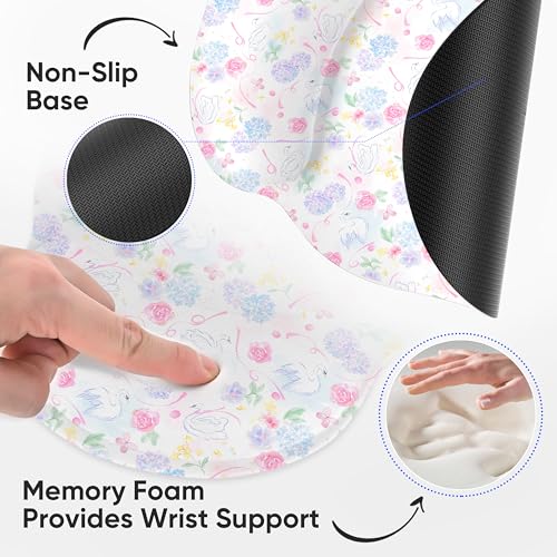 Ergonomic Mouse Pad with Wrist Support,Non-Slip Rubber Base for Computer Laptop & Mac,Lightweight Rest for Home,Office & Travel (Hydrangea Swan) - color: Hydrangea Swan