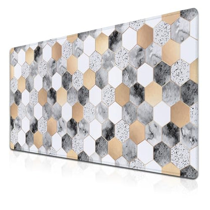 XXL Mouse Pad Desk Mat Large Gaming Mouse Pads Computer Mats 900X400 Mousepad Non-Slip Rubber Base Waterproof with Stitched Edges 35.4" X 15.7" for Game Office, Geometric Abstract - color: Marble