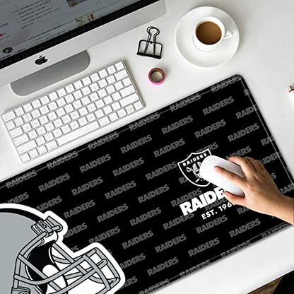 Stitched Edges Mouse Desk Pad,Large Gaming Mouse Pad for Laptop Computer Desktop Keyboard,Black Gray Design Mat for Football Sport Fans Mousepad