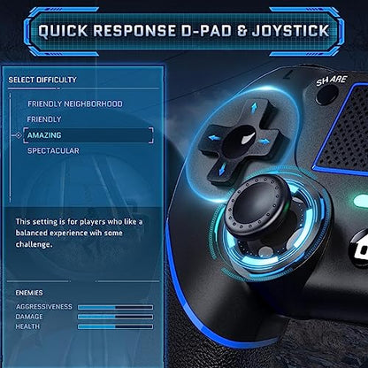 DIANVEN PS4 Wired Controller for PC with Double Vibration and Motion Motors, Compatible with Windows 11/10/8/7 - color: Black/Blue