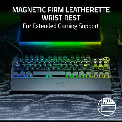 Razer Huntsman V3 Pro TKL 8KHz Esports Gaming Keyboard: Analog Optical Switches Gen 2-8000 Hz Polling Snap Tap - Rapid Trigger - Adjustable Actuation - Media Controls - PBT Keycaps - Black - color: Black, size: TKL, style: 8000 Hz Polling