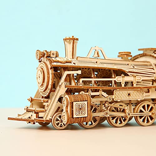 Express Train - DIY 3D Wooden Puzzle Model Kit - Laser Cut Wooden Puzzle Craft Kit, Brain Teaser Educational Building Model Toy for Kids -Mechanical Train Model Kits