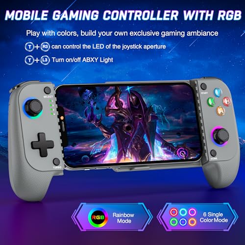 HEYLACOOLX Game Controller for Android iPhone w Hall Joystick & Turbo,Wireless Phone Gaming Controller Gamepad for Xbox Cloud,Steam Link,GeForce Now,MFi Apple Arcade,Call of Duty,Roblox - color: Gray