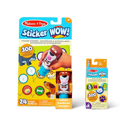 Melissa & Doug Sticker Wow!™ Dog Bundle: Sticker Stamper, 24-Page Activity Pad, 600 Total Stickers, Arts and Crafts Fidget Toy Collectible Character - style: Dog
