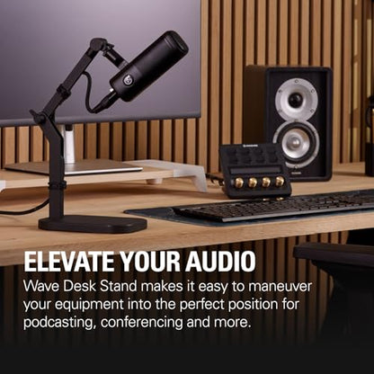 Elgato Wave Desk Stand, Adjustable Microphone Mount | Three pivot points, Holds gear up to 1kg, Mounts camera, light, or phone, Cable ties included, Solid-metal build