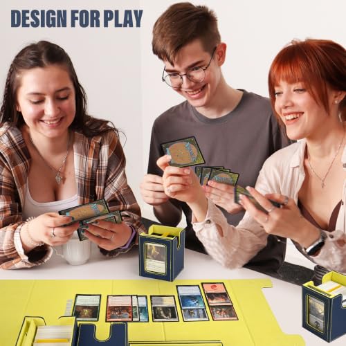 Kabinka MTG Commander Deck Box, Holds 400+ Double-Sleeved Cards | 5-in-1 Card Deck Box, Patented Design, Magnetic Detachable Card Case with Dice Tray, Fits Magic / TCG Cards (Blue Yellow) - color: Blue Yellow