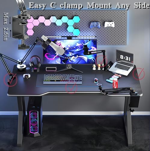 Low Profile Mic Boom Arm, 360° Rotatable 3-Section Foldable Desk Microphone Stand, 2.5kg Heavy Duty C Clamp Mic Mount with 1/4 3/8 5/8 Screw Adapter for Streaming Podcast(C Clamp Mount) - color: C Clamp Mount