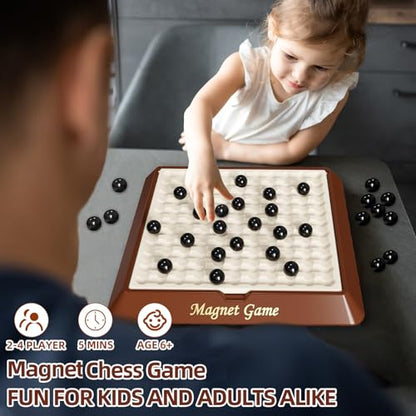 Magnet Game, Board Games for Kids 8-12, Family Games for Kids and Adults, Magnetic Game Chess with Storage Board for Family Game Night, 2-4 Players