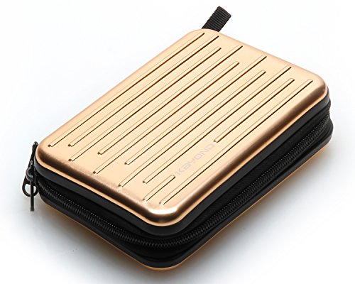 Anti-Shock Silver Aluminium Carry Travel Protective Storage Case Bag for 2.5" Inch Portable External Hard Drive HDD USB 2.0/3.0 (Golden) - color: Golden